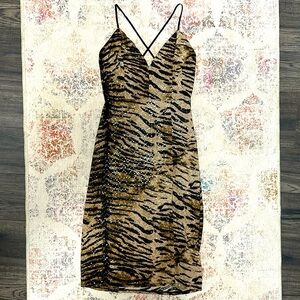 January 7 - Midi Tiger Print Sequin Dress